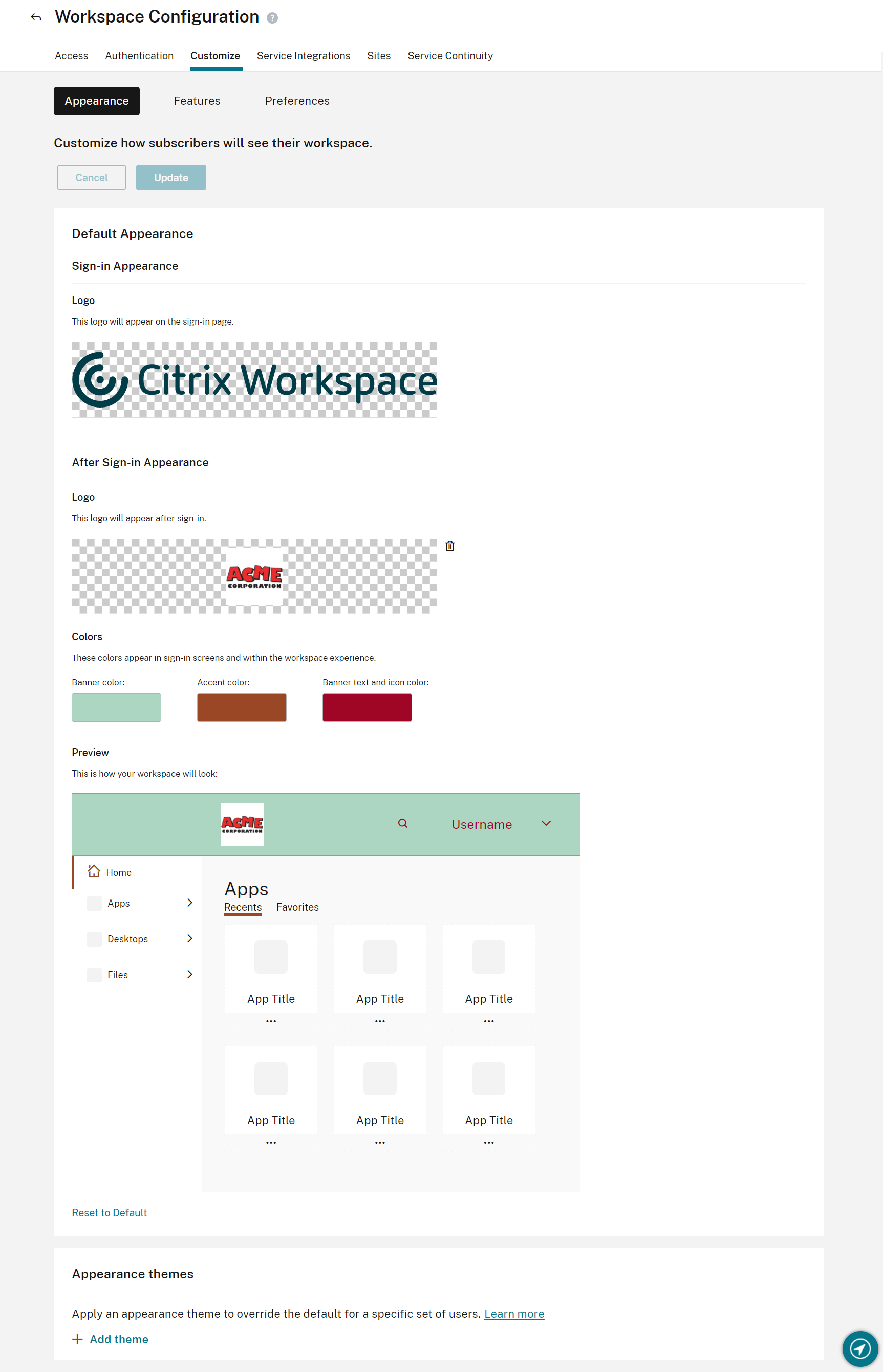 Workspace for citrix software